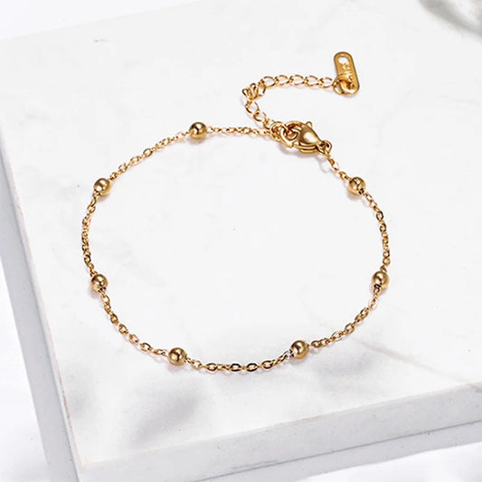 316L Stainless steel gold colour beaded chain Anklets Fashion jewelry Minimalist chain anklet fashion women's Jewelry Party