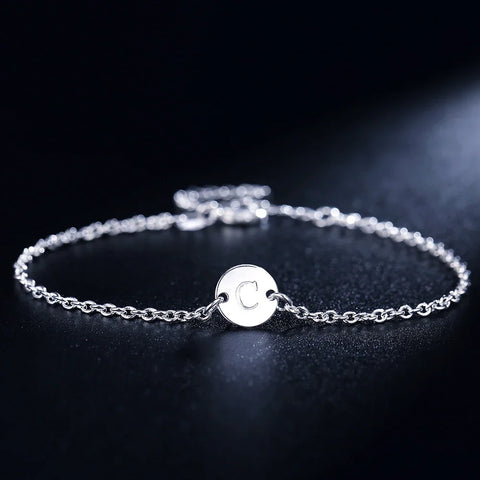 925 Sterling Silver 26 Letter Women Men Chain Bracelet Anklet Charm  Wedding Personality Jewelry Lady Gift Party