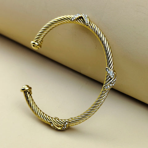 New Stainless Steel Cable Open Bracelet for Women Adjustable Valentine's Day Gift Crystal Bracelet Free Shipping