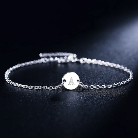 925 Sterling Silver 26 Letter Women Men Chain Bracelet Anklet Charm  Wedding Personality Jewelry Lady Gift Party