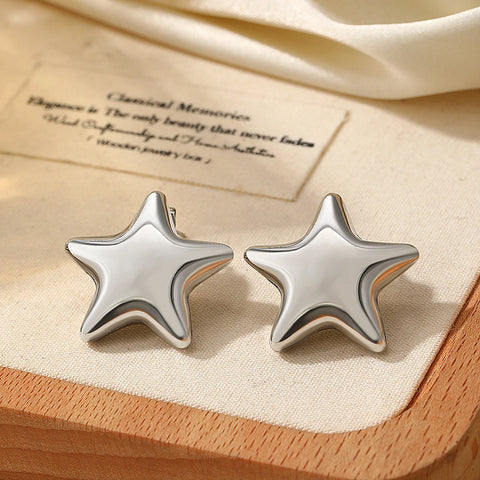 Stainless Steel Earrings Fresh Exquisite Star Stud Super Fairy Sparkling Earrings For Women Jewelry Ornate Texture Best Friend