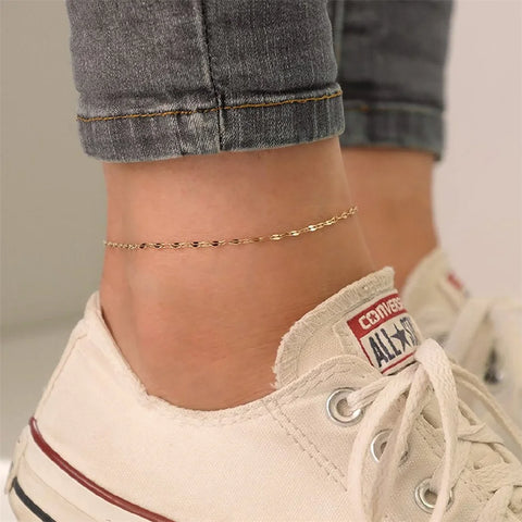 Visunion Stainless Steel Fish Lips Chain Anklet For Women Summer Beach Foot Jewelry On The Leg Minimalist Anklets Female