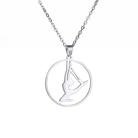 Dreamtimes Gymnastics Necklace Stainless Steel Sports Dance Artistic Gymnastics Skating Athlete Jewelry Pendant Women's Gift