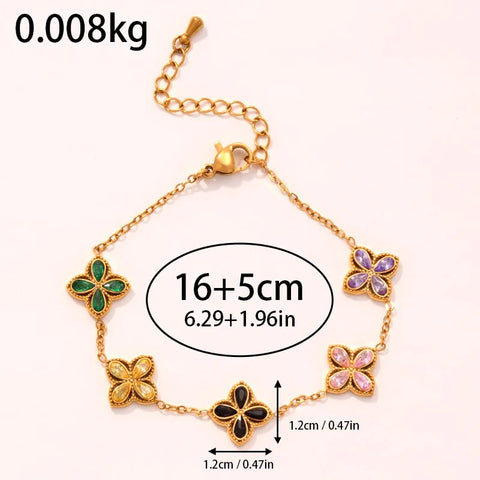 316L Stainless Steel Golden 18K Gold Plated Lucky Clover Bracelet for Women Trendy Waterproof Wrist Chain Jewelry Gift pulsera