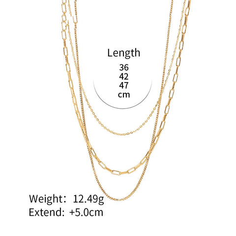 Stainless Steel PVD 18K Gold Plated Tarnish Waterproof Layered Chian Neckalce For Woman Jewelry Wholesale INS