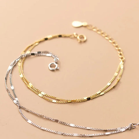 stainless steel Double Layers Simple Bracelet for Women Temperament Elegant Sweet Link Chain Bracelet Jewelry gift