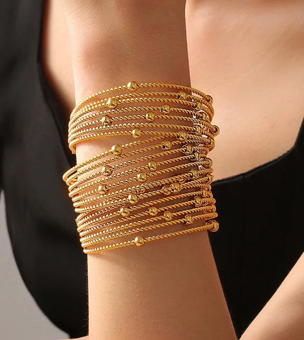 Fashion Multi Layer Twisted Circle Combination Bead Bracelet For Women Stainless Steel 18K Gold Plated Women's Bracelets On Hand