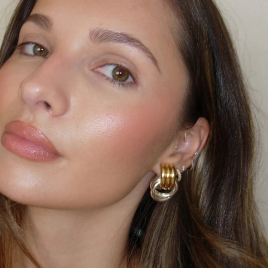 Uworld Minimalistic Stainless Steel Ring Stud Earrings Waterproof Fashion Charm Metal Daily Versatile Jewellery for Women Gift