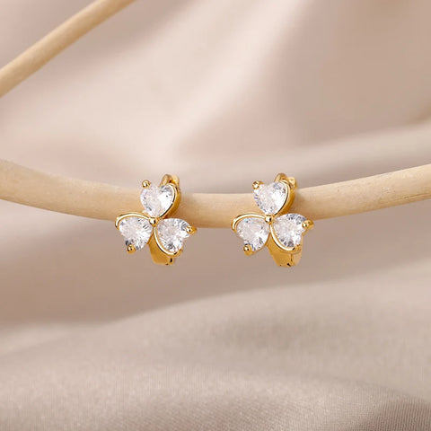 Tiny Zircon Cute Small Hoop Earrings for Women Girls Stainless Steel Gold Color Earrings 2024 Trend Wedding Party Jewelry Gift