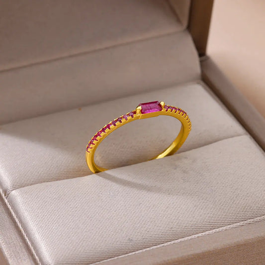 Stainless Steel Rings for Women 2024 New in Gold Color Zirconia Adjustable Ring Luxury Brand Couple Jewelry Free Shipping Item