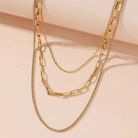 ANENJERY L316 Stainless Steel Multi Layer Necklace for Women Vintage INS Style Sweater Chain Jewery Wholesale