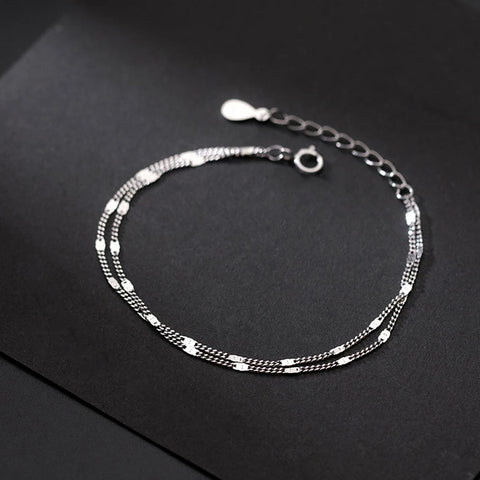 stainless steel Double Layers Simple Bracelet for Women Temperament Elegant Sweet Link Chain Bracelet Jewelry gift