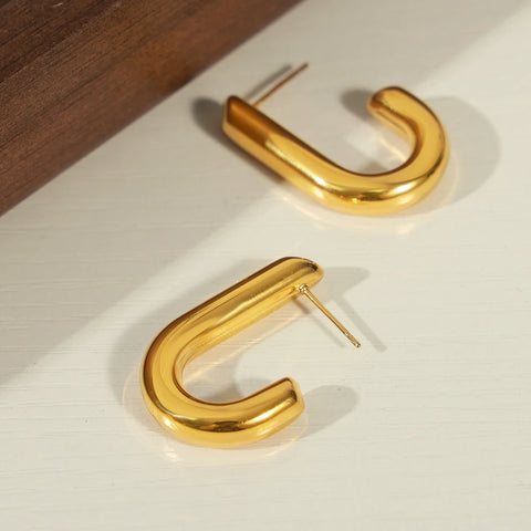 Stainless Steel Chunky Ear Cuff Earrings Classic C-Shape Stacking Drop Earrings For Women Jewelry Gifts