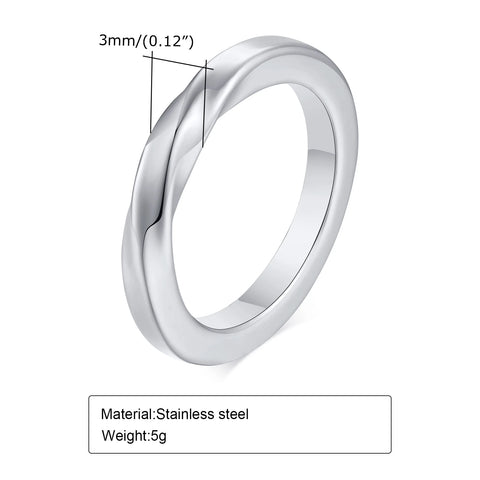 Stylish Statement Mobius Rings for Men, Waterproof Stainless Steel Solid Metal Finger Bands, Love Forever Promise Gifts Jewelry