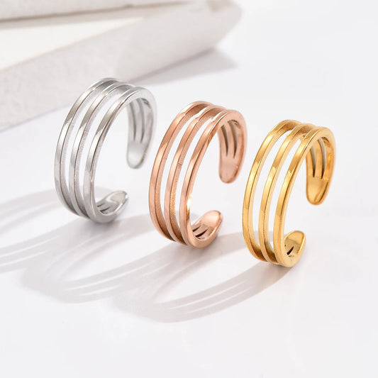 3Pcs Stainless Steel Simple Foot Ring Adjustable Opening Toe Ring for Women Girl Man Summer Beach Vacation Jewelry Finger Ring