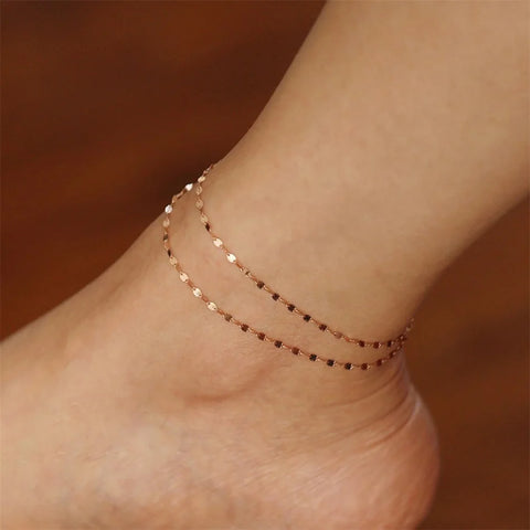 Visunion Stainless Steel Fish Lips Chain Anklet For Women Summer Beach Foot Jewelry On The Leg Minimalist Anklets Female