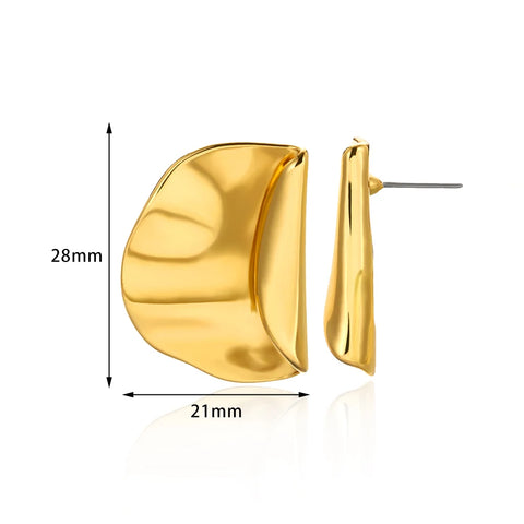 Fashion Big Folded Disc Earrings For Women Gold Color Stainless Steel Irregular Geometric Earrings Trendy Jewelry Gifts