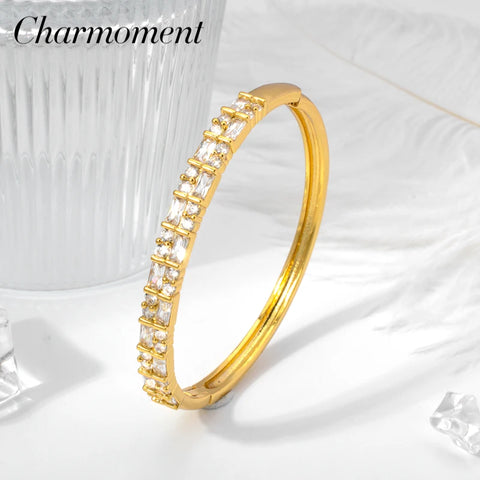 Charmoment Gold Color Stainless Steel Bracelets for Women Punk Bracelet Unisex Hand Luxury Jewellery Party Original Tibetan Gift