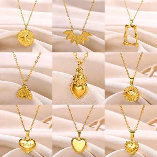 Stainless Steel Jewelry Love Collar Evil Eyes Necklaces For Women Men Heart Choker New Statement Necklace Valentine's Day Gift