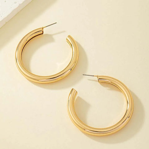 New Metal Large Circle Hollow Hoop Earrings For Women Stainless Steel Gold Color Round Thick Piercing Earring Jewelry Gifts