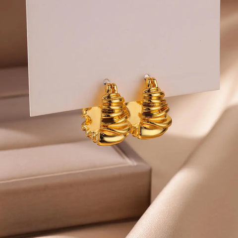 Irregular U Shape Earrings For Women Gold Color Stainless Steel Geometric Earring Wedding Christmas Jewelry Gift 2024