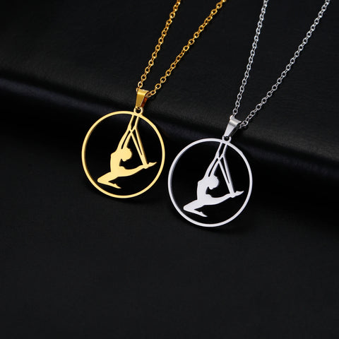 Dreamtimes Gymnastics Necklace Stainless Steel Sports Dance Artistic Gymnastics Skating Athlete Jewelry Pendant Women's Gift