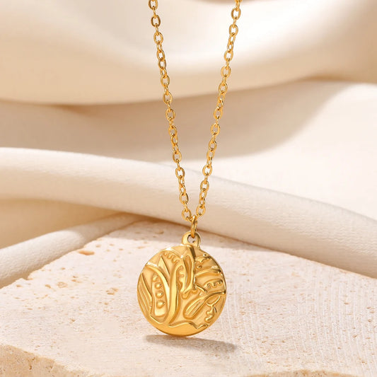 Stainless Steel Necklace For Women Classic Gold Color Chain Waterproof Jewelry Round Oval Cute Pendant Birthday Gift 2023 New