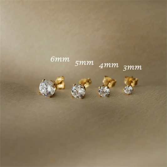 14K Gold Filled Tarnish Resistant CZ Stud Earrings Dainty Earrings Vintage Earrings For Women Simple CZ Studs Waterproof Jewelry