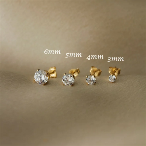 14K Gold Filled Tarnish Resistant CZ Stud Earrings Dainty Earrings Vintage Earrings For Women Simple CZ Studs Waterproof Jewelry