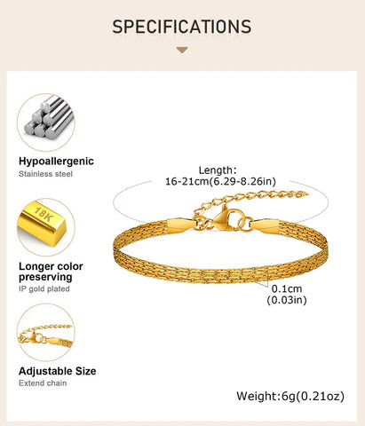 Stainless Steel Bracelet, New Style Thin Link Multilyer Chain Bracelet for Women, Lightweight Jewelry Daily Wear