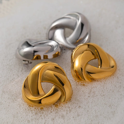 Stainless Steel Vintage Woven Earrings Statement Meta Texture 18K Plated Unusual Temperament Jewelry украшения бижутерия Gift