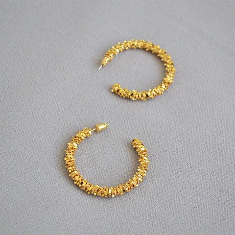 WT-E716 Amazing Soft Yellow Brass 18K Real Gold Plated Resist Tarnishable C Shape Earrings Big Crescent Horn INS Style