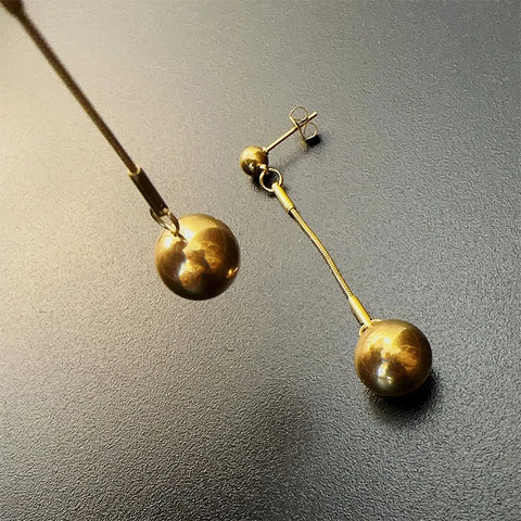 316L Stainless Steel Ball Beads Long Pendant Earrings For Women Girl Fashion Gold Color Ear Drop Waterproof Jewelry Gift