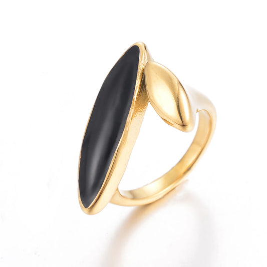 Vintage Stainless Steel Enamel Ring Irregular Design Waterproof Charm Ring for Women Statement Fashion Jewelry