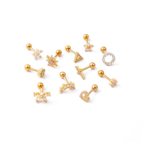 NEW IN 1 Piece Stainless Steel Mini Zircon Stud Earring Women Gold Color Helix Ear Studs Tragus Cartilage Piercing Jewelry