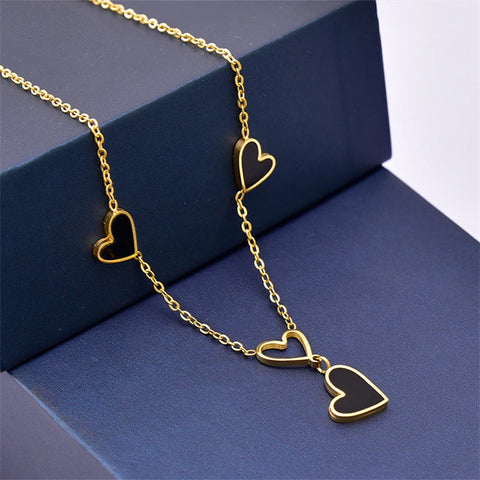 316L Stainless Steel New Fashion Fine Jewelry Minimalism Welding Love Heart Charms Chain Choker Necklaces Pendants For Women