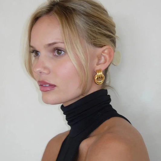 Uworld Minimalistic Stainless Steel Ring Stud Earrings Waterproof Fashion Charm Metal Daily Versatile Jewellery for Women Gift