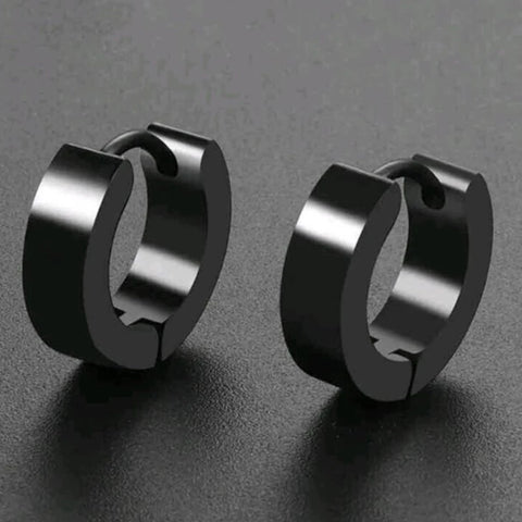 1 Pair Punk Black Multiple Styles Stainless Steel Stud Earrings For Men and Women Street Pop Hip Hop Gothic Ear Jewelry