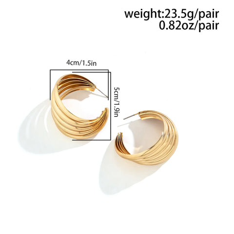 Vintage Irregular Geometric Metal Twisted Stud Earrings for Women Stainless steel  Korean Earring Girl Wedding Party Jewelry