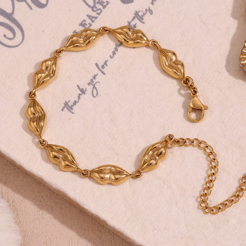 Handmade Lip Chains Bracelet Hypoallergenic Waterproof 316L Stainless Steel Accessories 18K Gold Plated Jewelry