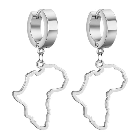 Amaxer Stainless Steel Earrings Africa Map Fashion Drop Earrings Hollow Country Map For Women Girl Jewelry Ethnic Gifts