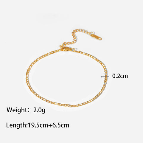 Waterproof Stainless Steel Foot Jewelry Minimalist T Bar Chain Link Non Tarnish 18K Gold Plated Ankle Bracelet Anklets for Women