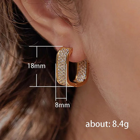 High quality earrings. Exquisite sparkling earrings. U-shaped design stainless steel jewelry, best-selling jewelry in 2023