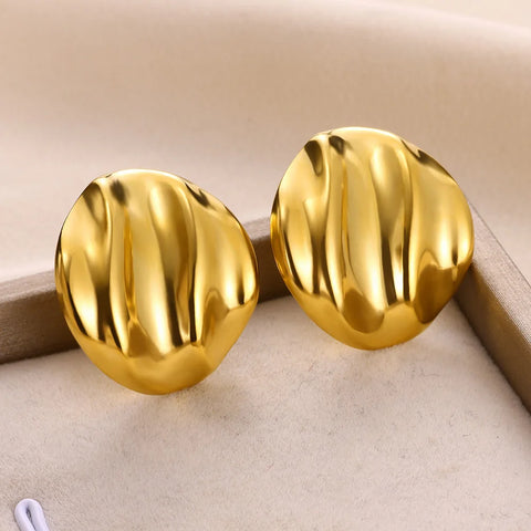 Stainless Steel Earrings Minimalist Gold Color Geometry Love Heart Stud Earrings For Women Fashion Jewelry Banquet Party Gifts