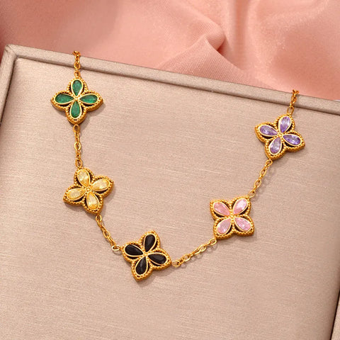 316L Stainless Steel Golden 18K Gold Plated Lucky Clover Bracelet for Women Trendy Waterproof Wrist Chain Jewelry Gift pulsera