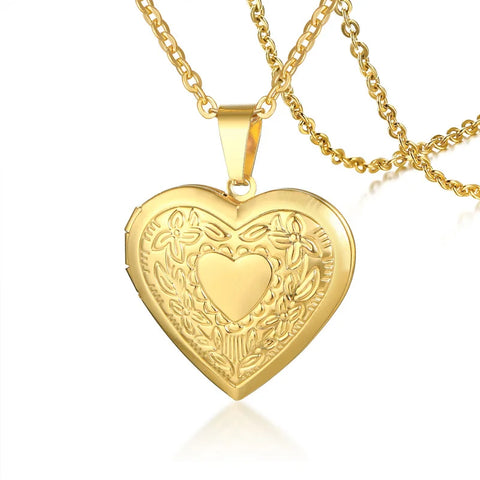 Trendy Stainless Steel Heart Locket Necklace for Women Girls, Can Be Opened Reliquary Pendant,with Family BFF Collar Jewelry