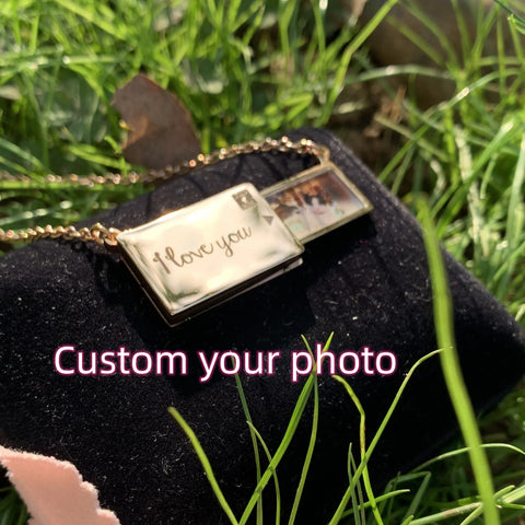 Stainless Custom Photo Message Envelope Necklace Pull-Out Envelope Unique Pendant for Women Customized Jewelry Gift Mother's Day