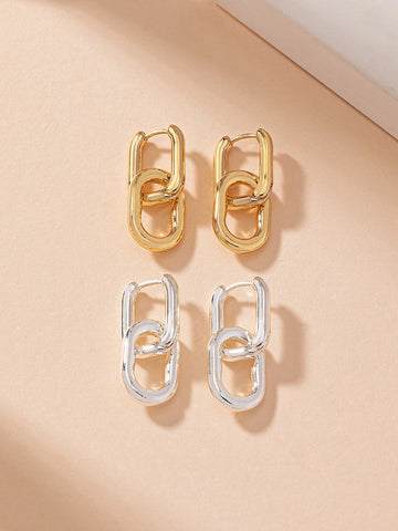 Stainless Steel Square Earrings Gold Color Geometric Square Hoop Earrings for Women Huggie Punk Hip-Hop Metal Round Circle