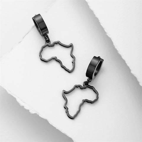 Amaxer Stainless Steel Earrings Africa Map Fashion Drop Earrings Hollow Country Map For Women Girl Jewelry Ethnic Gifts