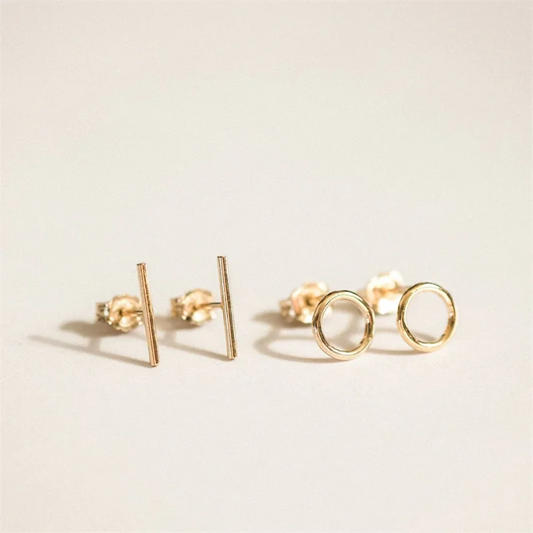 14K Gold Filled Bar Earrings Tarnish Resistant Circle Jewelry Boho Dainty Earrings Vintage Earrings For Women Waterproof Jewelry